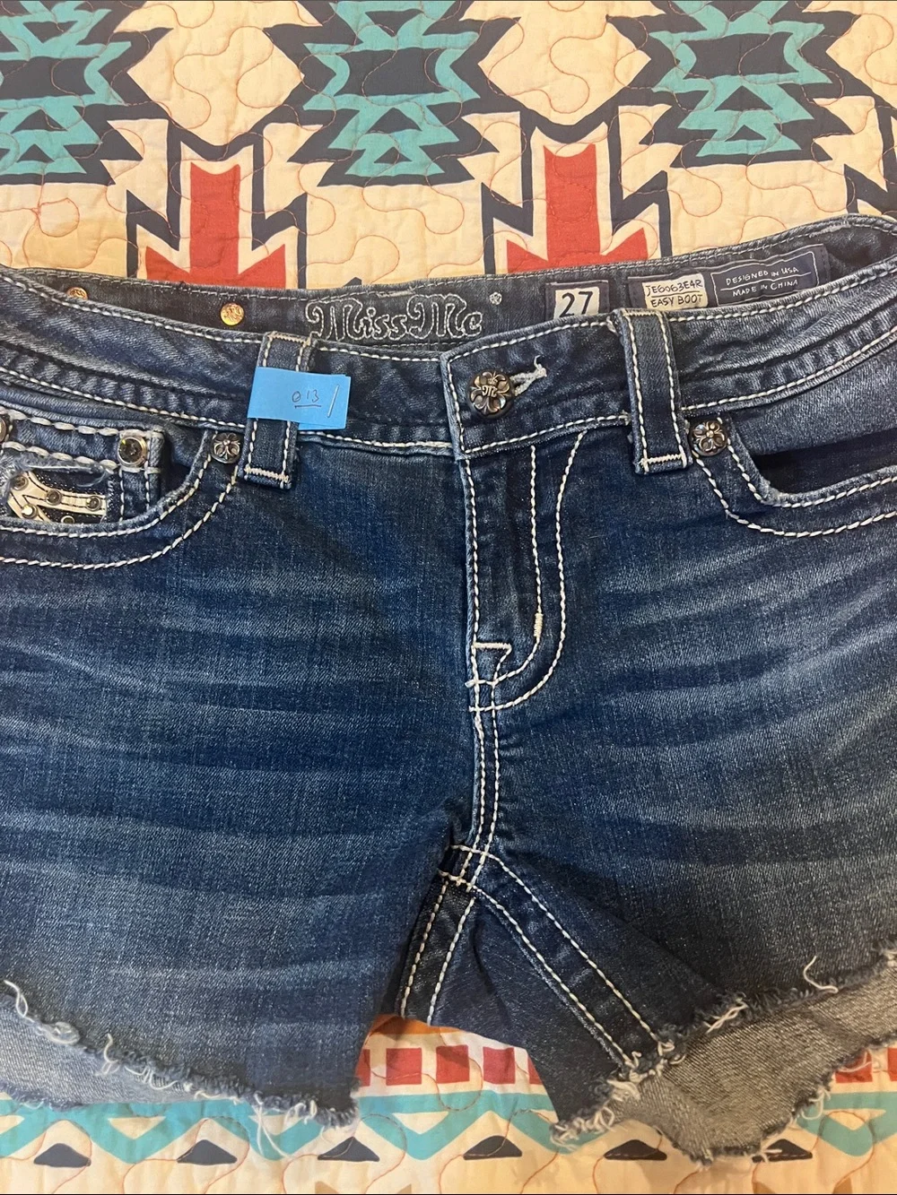 Miss Me Dark Blue Distressed Denim Ankle Shorts